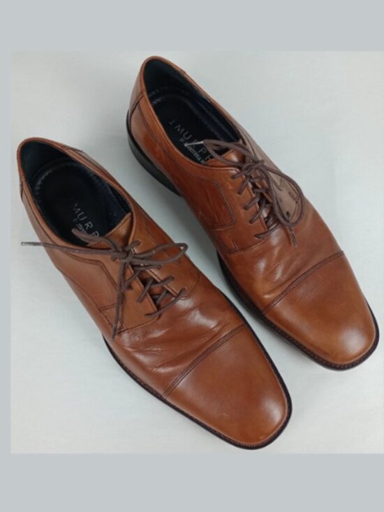Johnson Murphy Mens 12M Brown Leather Novick Cap Oxford Lace Up Dress Shoes main image 13